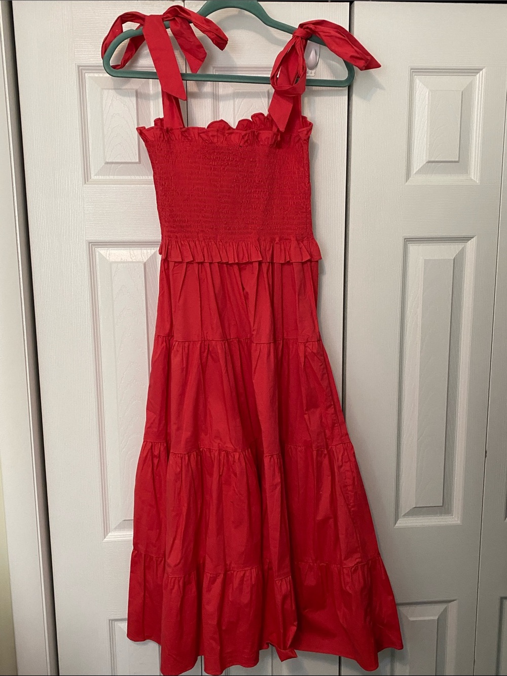 Tuckernuck Alannah Smocked Tie Strap Midi Dress Small - Picture 2 of 6